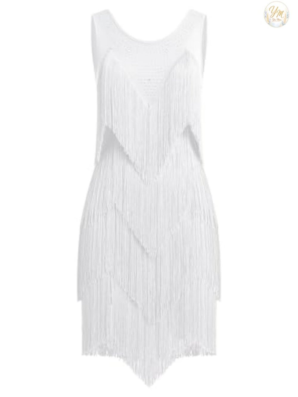 Rhinestone Layered Fringe Latin Dance Dress Sleeveless Mini Ballroom Costume